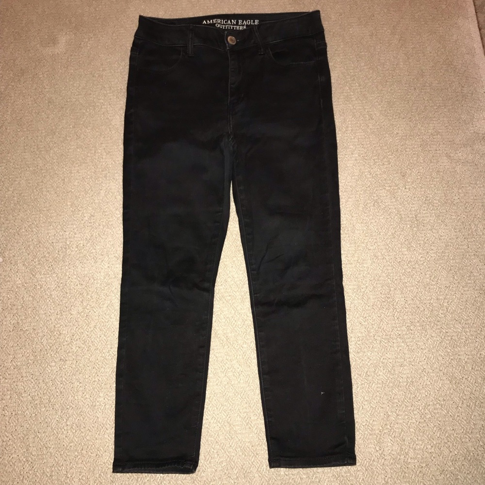 American Eagle Hi-rise Jeggings crop black sz 8